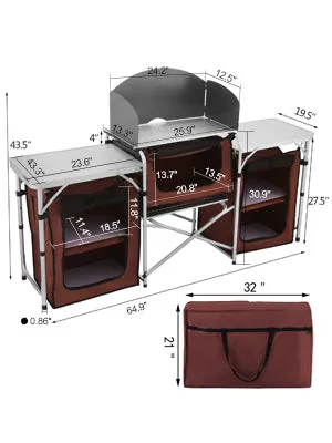 Foldable Outdoor Kitchen Table With Storage