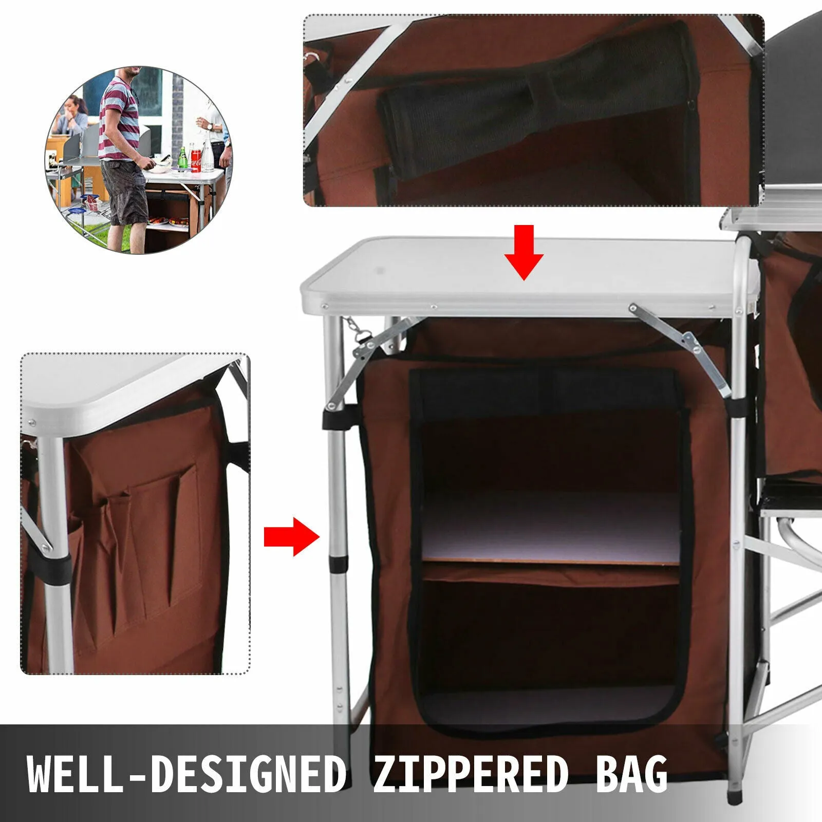 Foldable Outdoor Kitchen Table With Storage