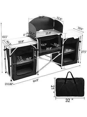 Foldable Outdoor Kitchen Table With Storage