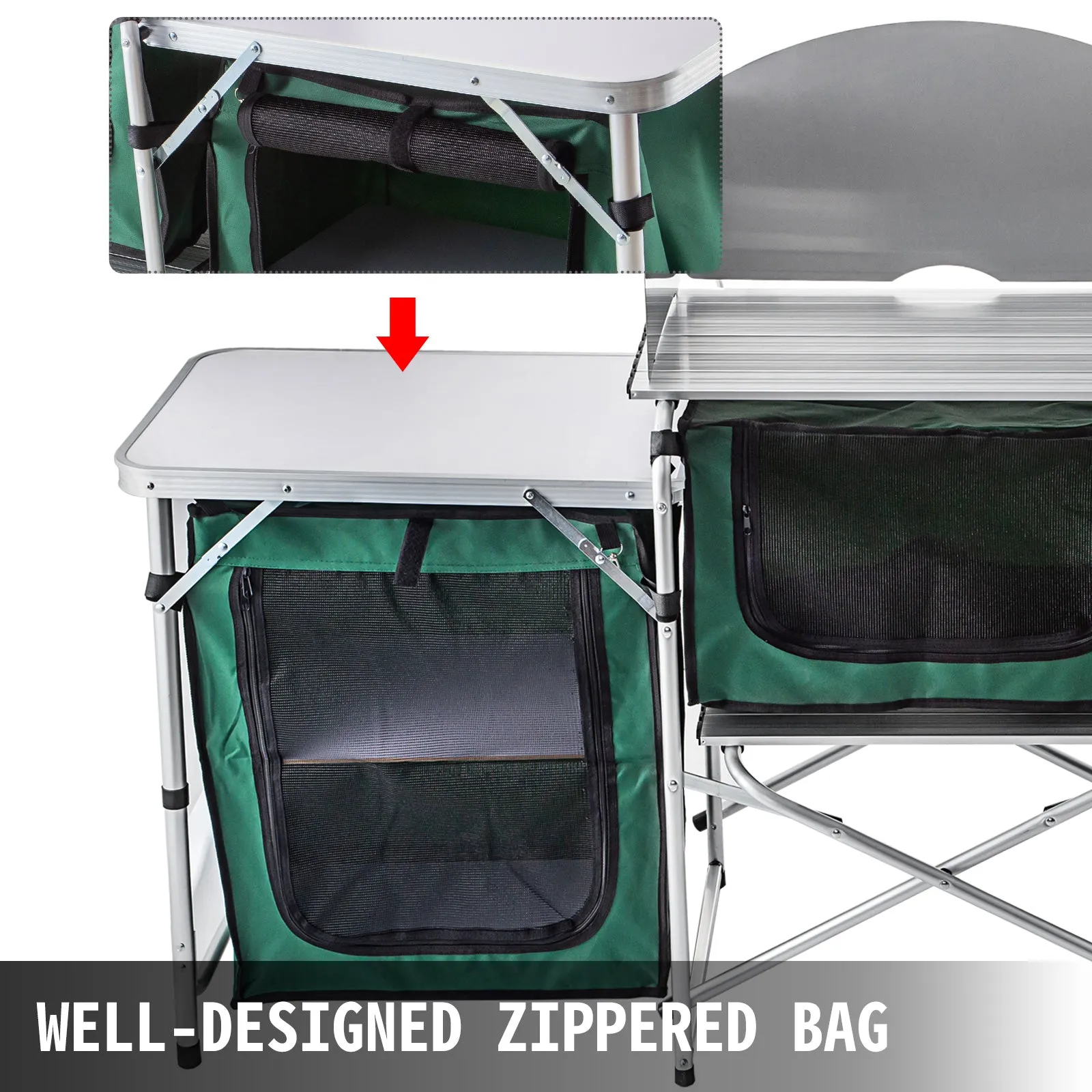 Foldable Outdoor Kitchen Table With Storage