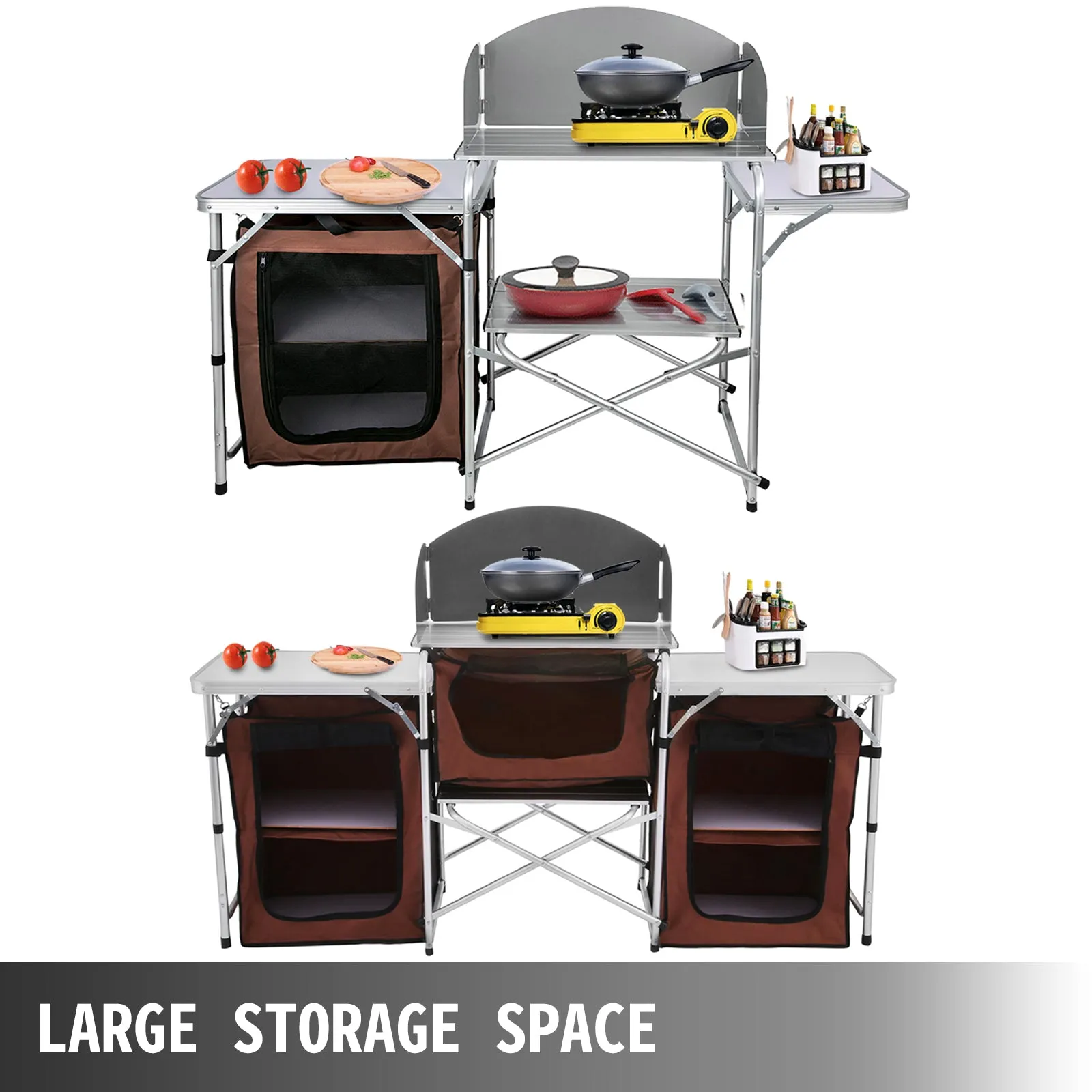 Foldable Outdoor Kitchen Table With Storage