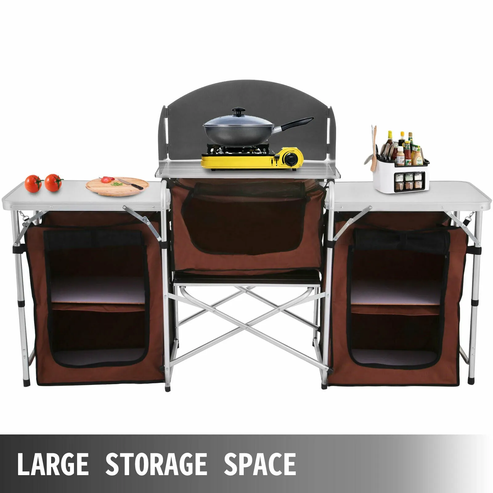 Foldable Outdoor Kitchen Table With Storage