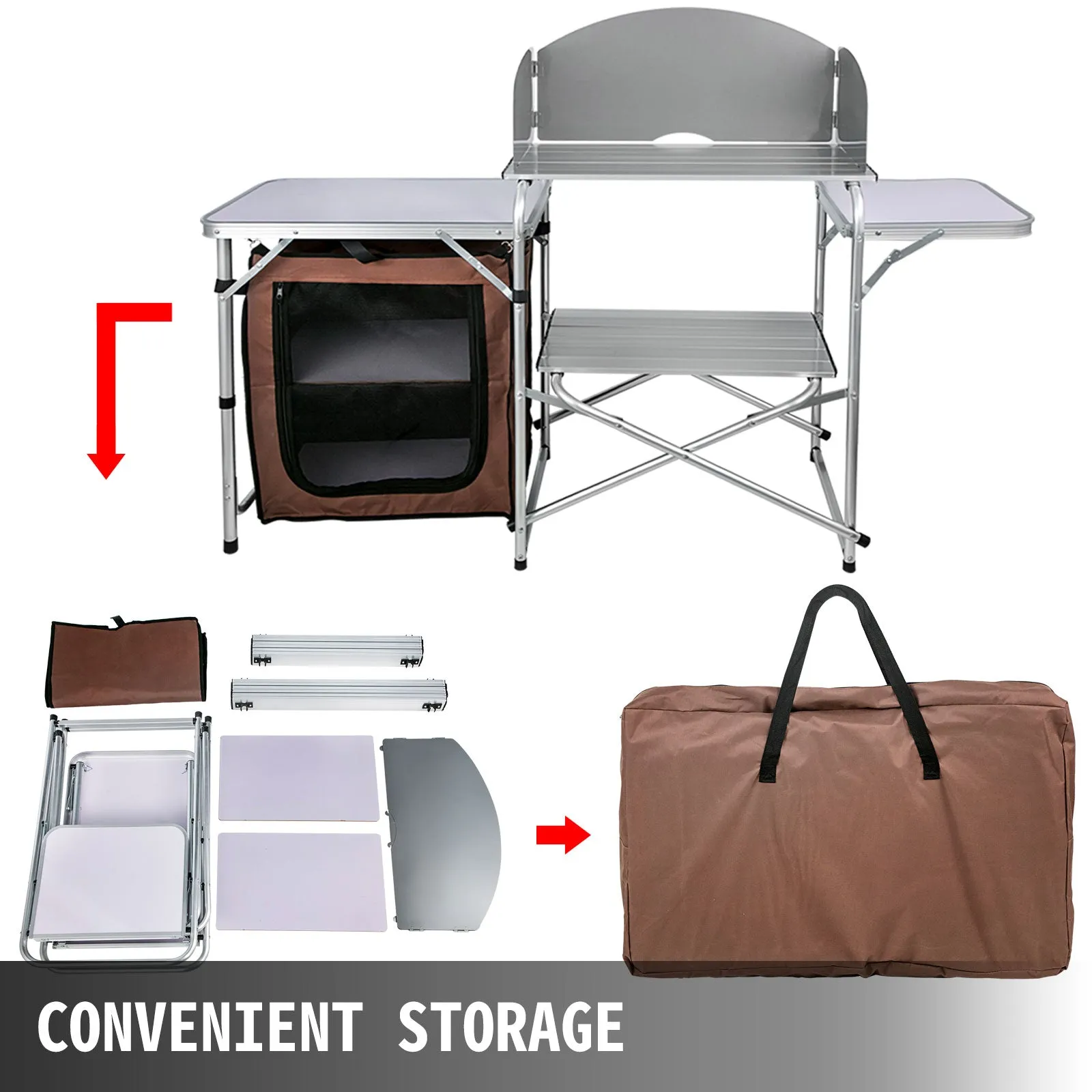 Foldable Outdoor Kitchen Table With Storage