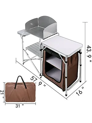 Foldable Outdoor Kitchen Table With Storage