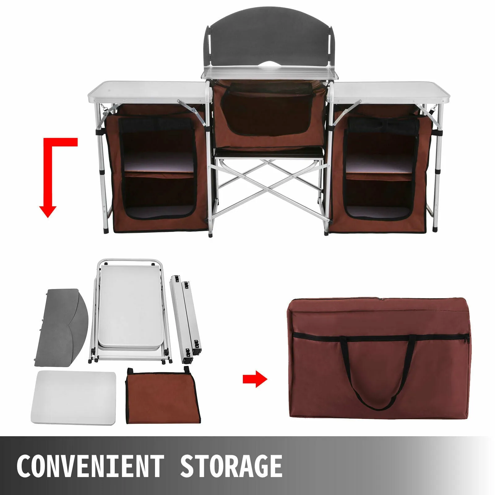 Foldable Outdoor Kitchen Table With Storage