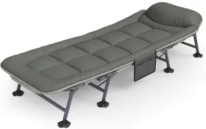 Folding Camping Bed 6-Position Adjustable Camping Cot Load 440lb Sleeping Cots for Adultsfolding Cot Travel Reclining Chaise