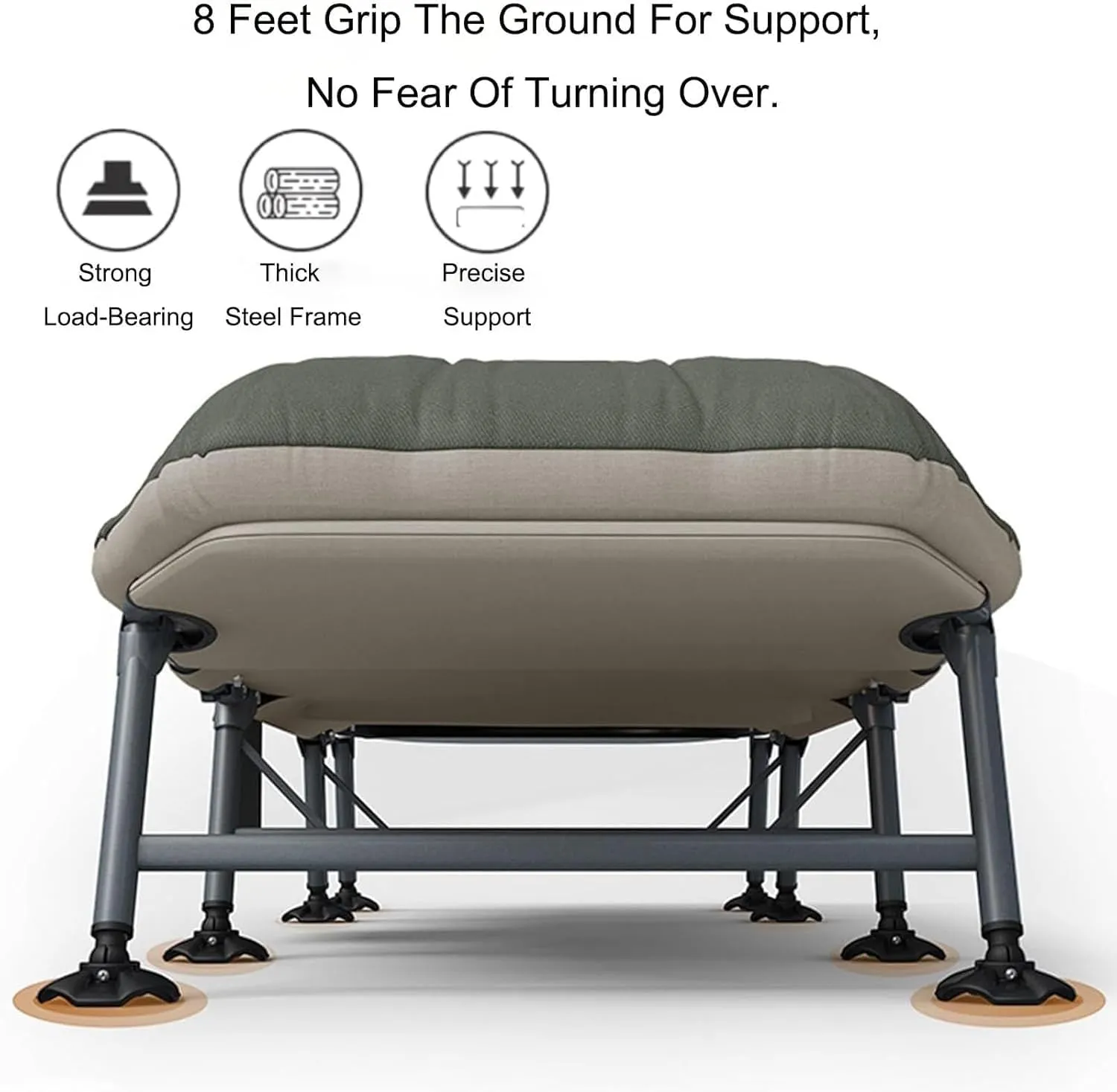 Folding Camping Bed 6-Position Adjustable Camping Cot Load 440lb Sleeping Cots for Adultsfolding Cot Travel Reclining Chaise