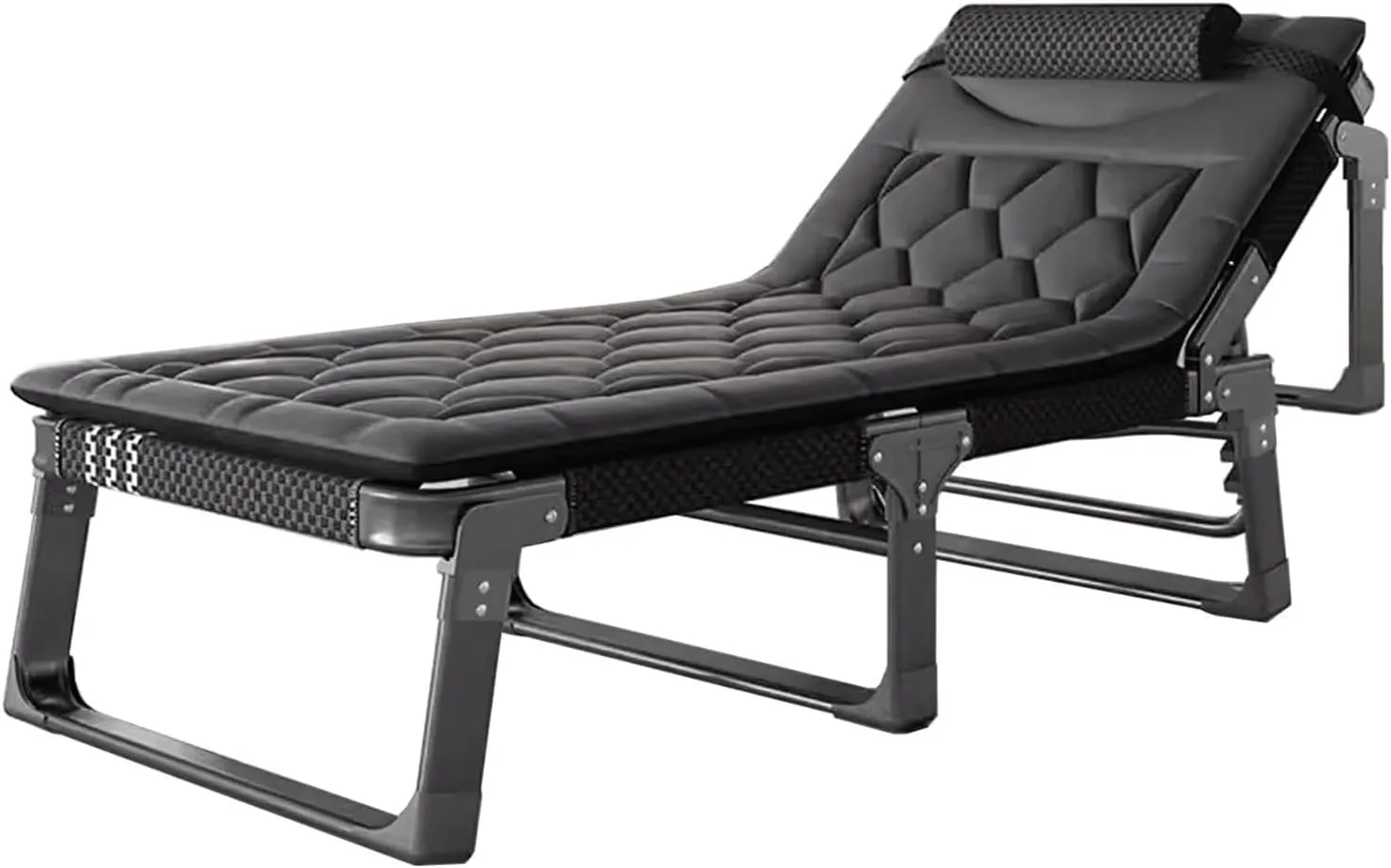 Folding Camping Bed Adjustable Backrest Sleeping Cots for Adults with Mattress Lounge Chair Supports 551 Lbs Camping Cot