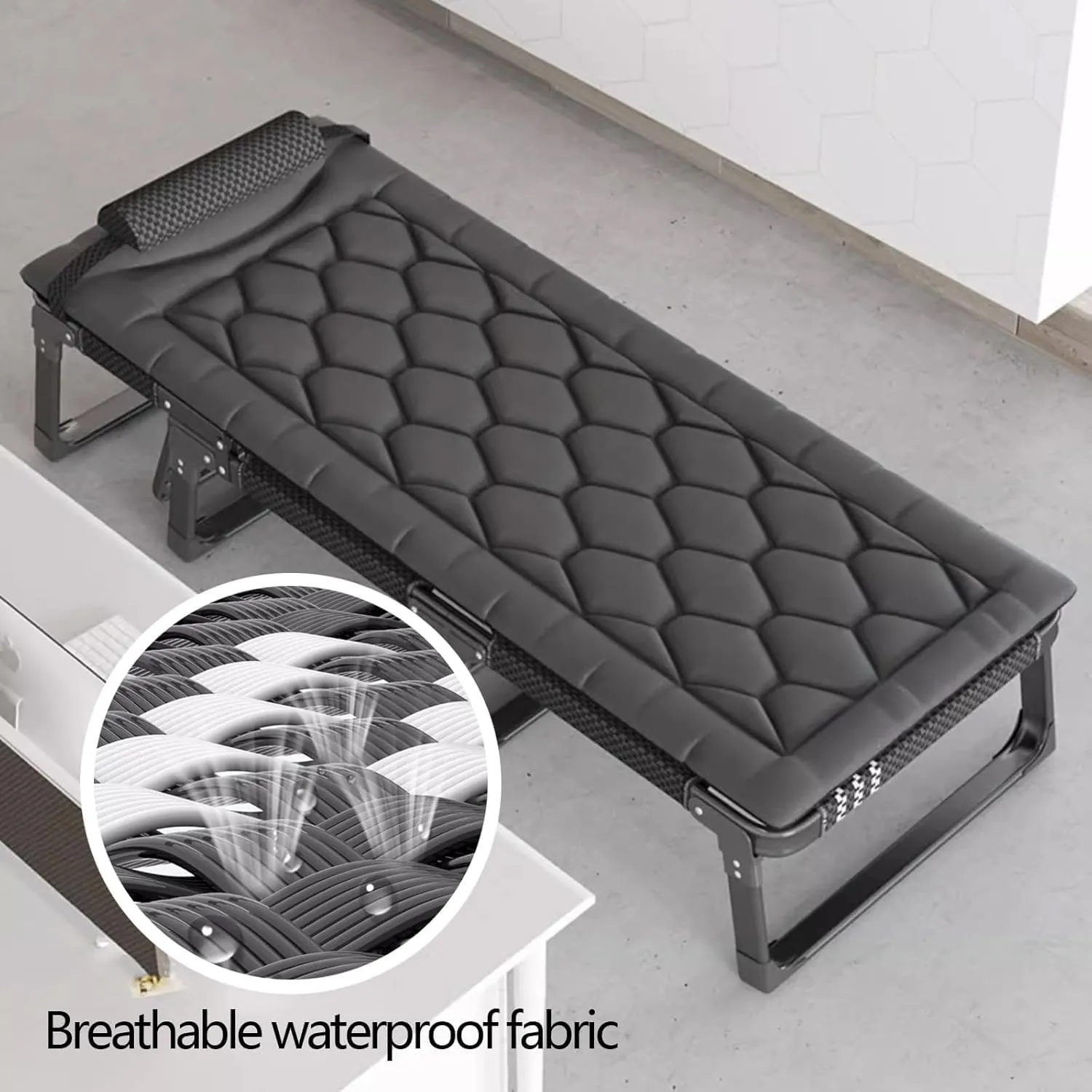 Folding Camping Bed Adjustable Backrest Sleeping Cots for Adults with Mattress Lounge Chair Supports 551 Lbs Camping Cot