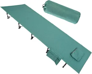 Folding Camping Cot Sleeping Cot Sturdy Single Aluminum Alloy Polyester Camp Bed Outdoor Bed for Home Beach RV Office Napping, Green