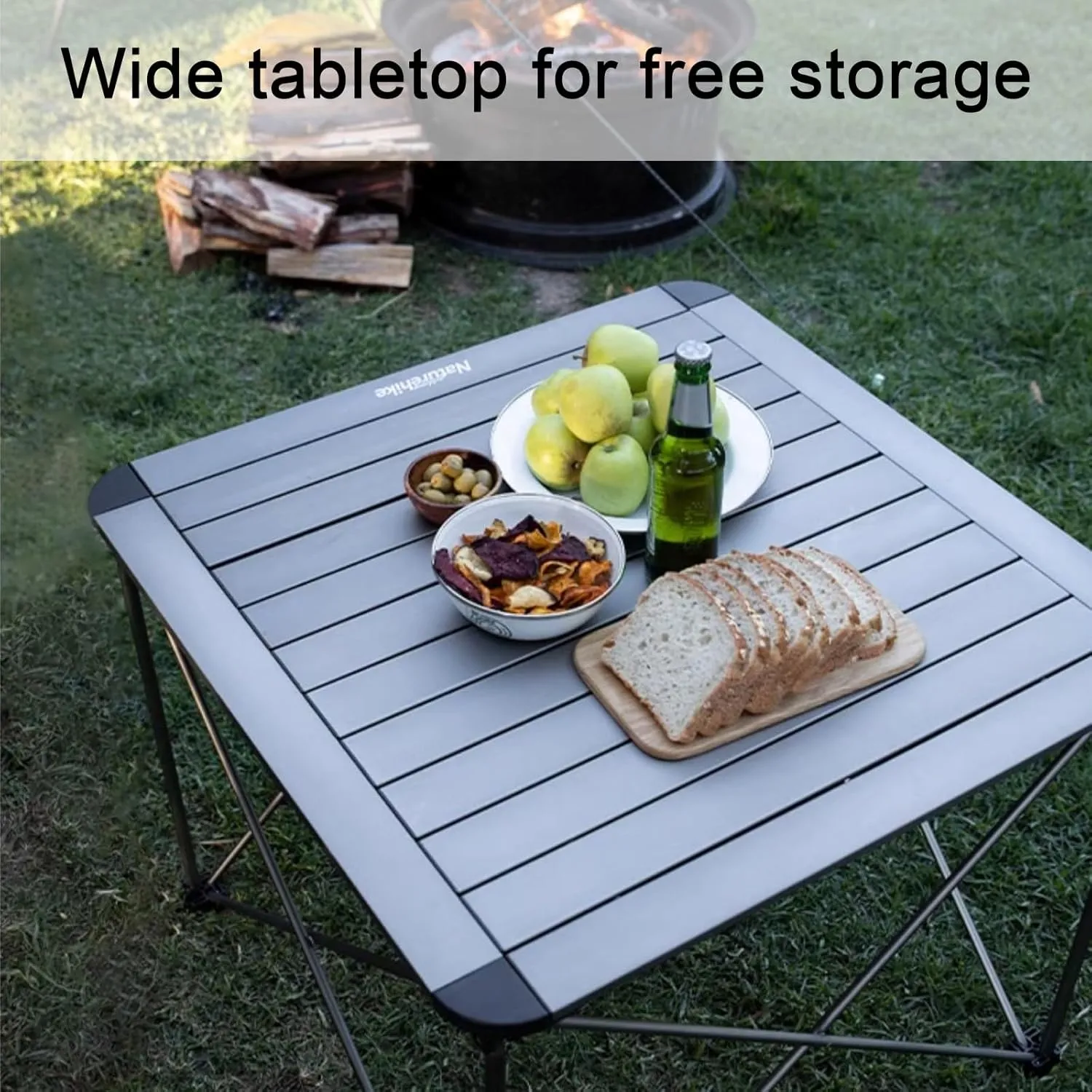 Folding Camping Square Table with Carrying Bag, Outdoor Portable Picnic Folding Table, Lightweight Aluminum Adjustable Square Table, 2 Sizes, Suitable for Outdoor, Camping, Picnic, Backyard, BBQ(Brown
