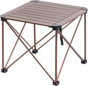 Folding Camping Square Table with Carrying Bag, Outdoor Portable Picnic Folding Table, Lightweight Aluminum Adjustable Square Table, 2 Sizes, Suitable for Outdoor, Camping, Picnic, Backyard, BBQ(Brown