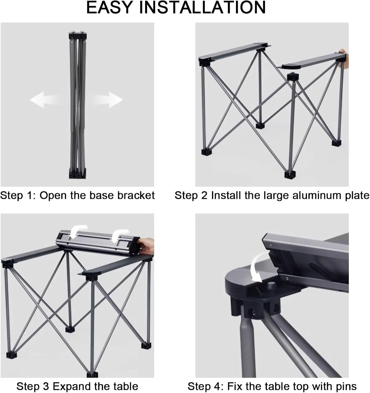 Folding Camping Square Table with Carrying Bag, Outdoor Portable Picnic Folding Table, Lightweight Aluminum Adjustable Square Table, 2 Sizes, Suitable for Outdoor, Camping, Picnic, Backyard, BBQ(Brown