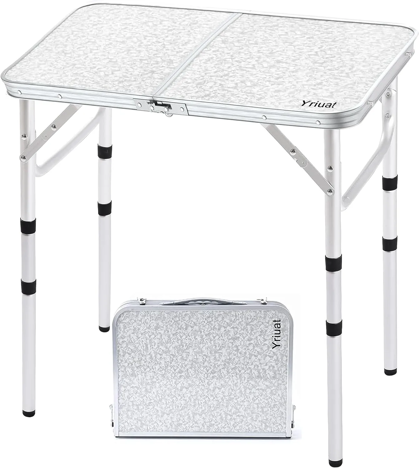Folding Camping Table 2ft Portable Pinic Table Adjustable Height Small Card Table Aluminum Foldable Lightweight with Carry Handle for Outdoor Indoor Hiking Camp BBQ Beach
