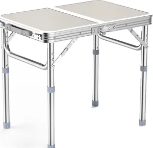 Folding Camping Table, Adjustable Height, Portable Picnic Table for Outdoor, Hiking, BBQ, Garden, Fishing, and Kitchen Use