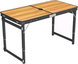 Folding Camping Table, Aluminum Camping Table with Storage Organizer, 3 Adjustable Height, Picnic Tables for Outdoors for Picnic BBQ Beach Traveling (Color : A)