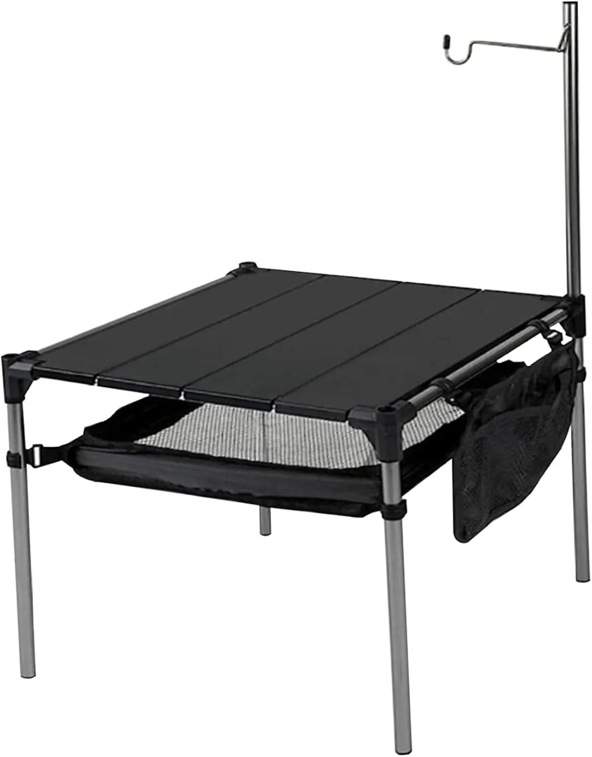Folding Camping Table, Aluminum Splicing Camp Table with Storage and Light Stand, 14x14x14 Inch Small Beach, Portable Camping Side for Outdoor #