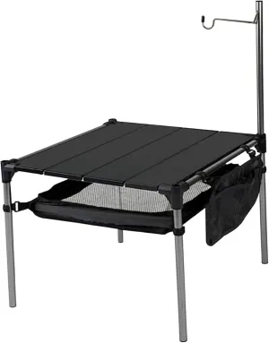 Folding Camping Table, Aluminum Splicing Camp Table with Storage and Light Stand, 14x14x14 Inch Small Beach, Portable Camping Side for Outdoor #