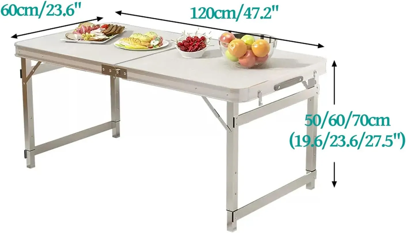 Folding Camping Table and Chairs, Aluminum Folding Table, Adjustable Height, Folding Table and Chairs for Camping, Picnic, BBQ, Beach (Color : C)