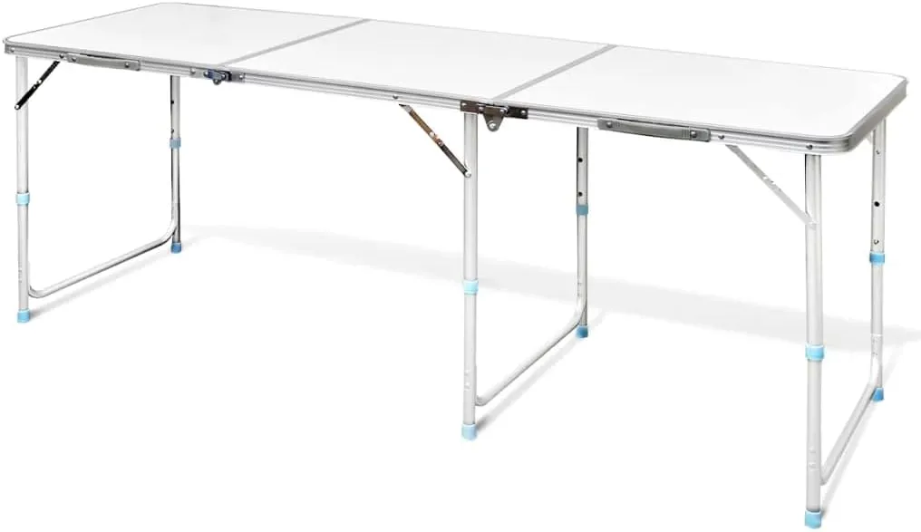 Folding Camping Table, Camp Aluminum Table with Adjustable Height Legs, Outdoor Lightweight Portable Folding Aluminum Dining Table for Picnic Camping
