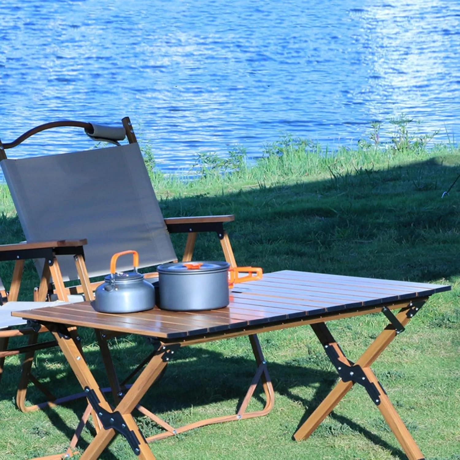 Folding Camping Table, Camp Table, Aluminum Folding Table with Carry Bag, Outdoor Camping Table for Camping/Beach/Backyard/BBQ (Color : A)