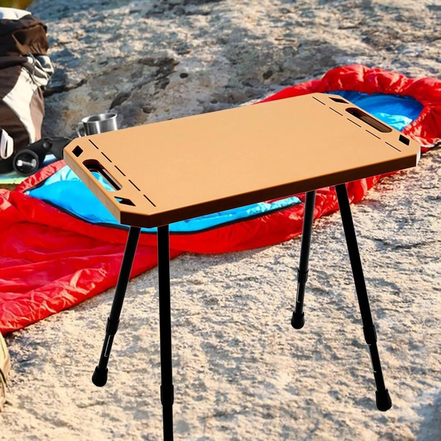 Folding Camping Table Furniture Removable Adjustable Height Picnic Table Outdoor Table for Travel Yard Patio Gardening Picnic Khaki Wilderness camping table Outdoor camping table Foldable cam