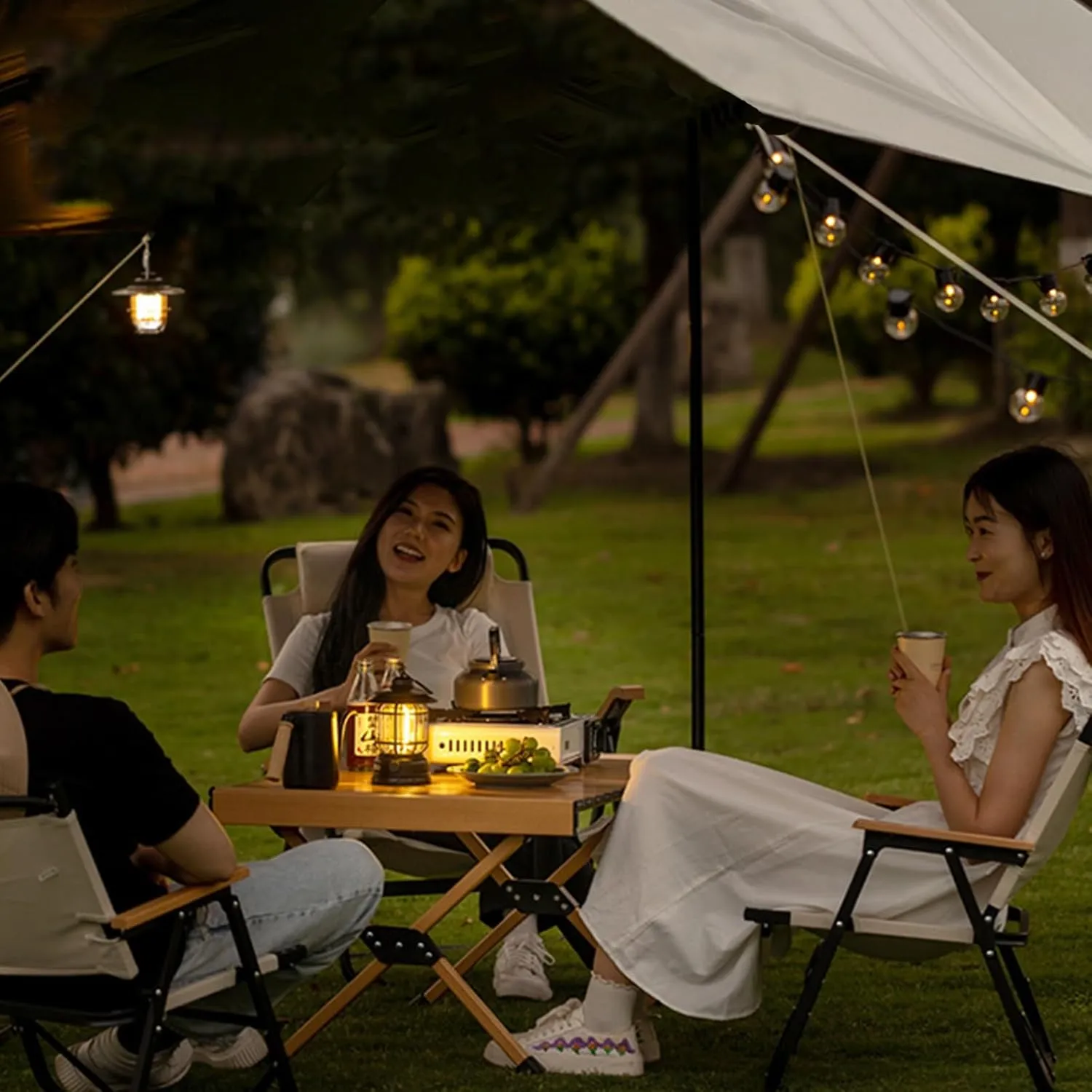Folding Camping Table, Lightweight Roll-Up Aluminum Portable Picnic Table with Carrying Bag for Outdoor Picnic, Backyards, BBQ and Party (Size : 36.6in)