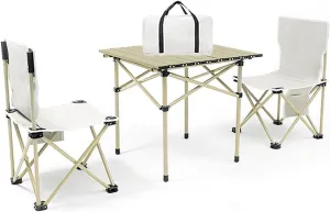 Folding Camping Table Outdoor Folding Table and Chair Set, The Aluminum Alloy Camping Picnic Table Bears 100kg, Roll-up Table Top for Easy Storage (Color : 2 in 1, Size : 36x36x31cm)