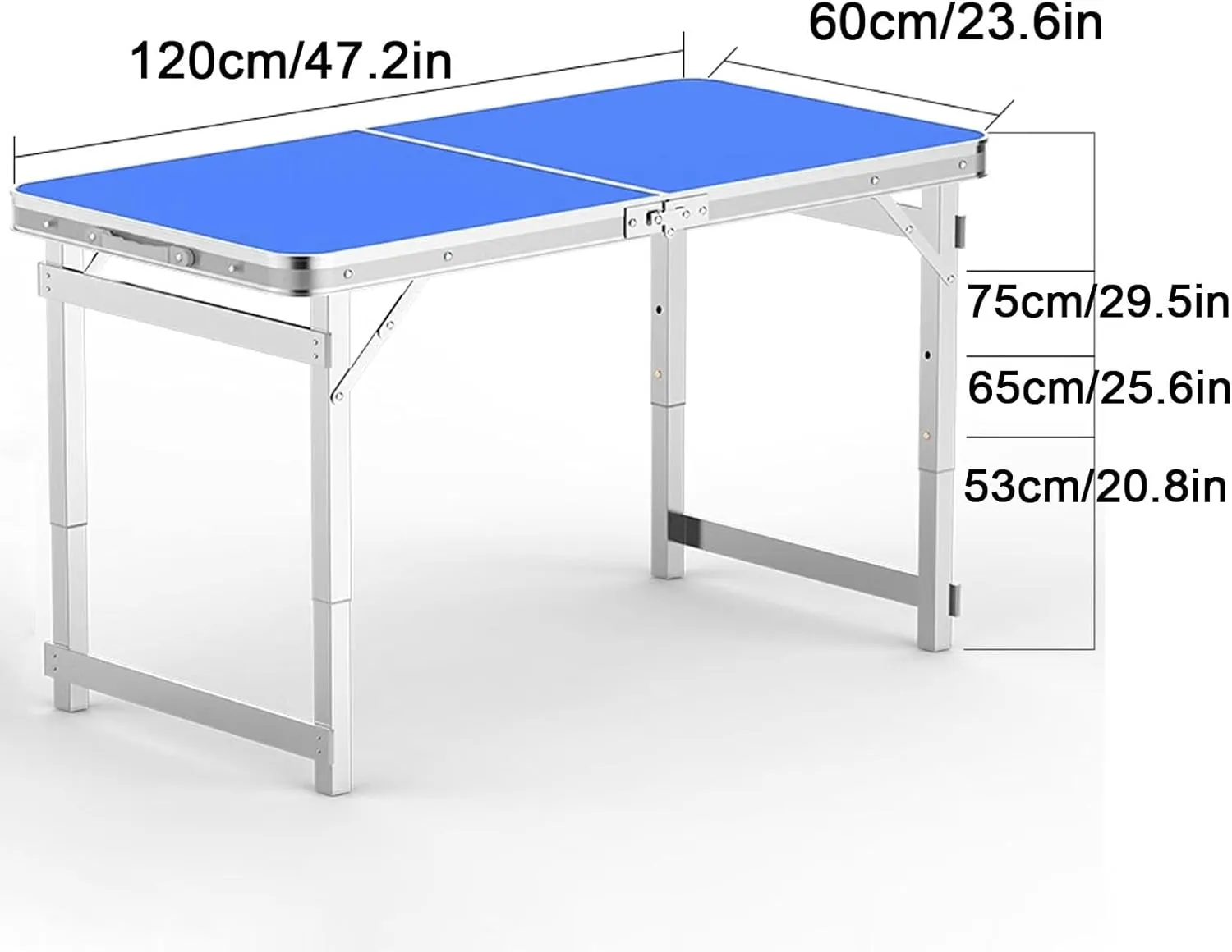 Folding Camping Table Portable Adjustable Height Ultralight Aluminum Beach Table, Small Camping Table with Carry Bag for Camping, Picnic(Green)