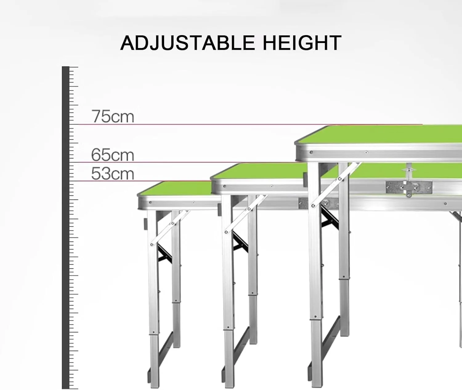 Folding Camping Table Portable Adjustable Height Ultralight Aluminum Beach Table, Small Camping Table with Carry Bag for Camping, Picnic(Green)