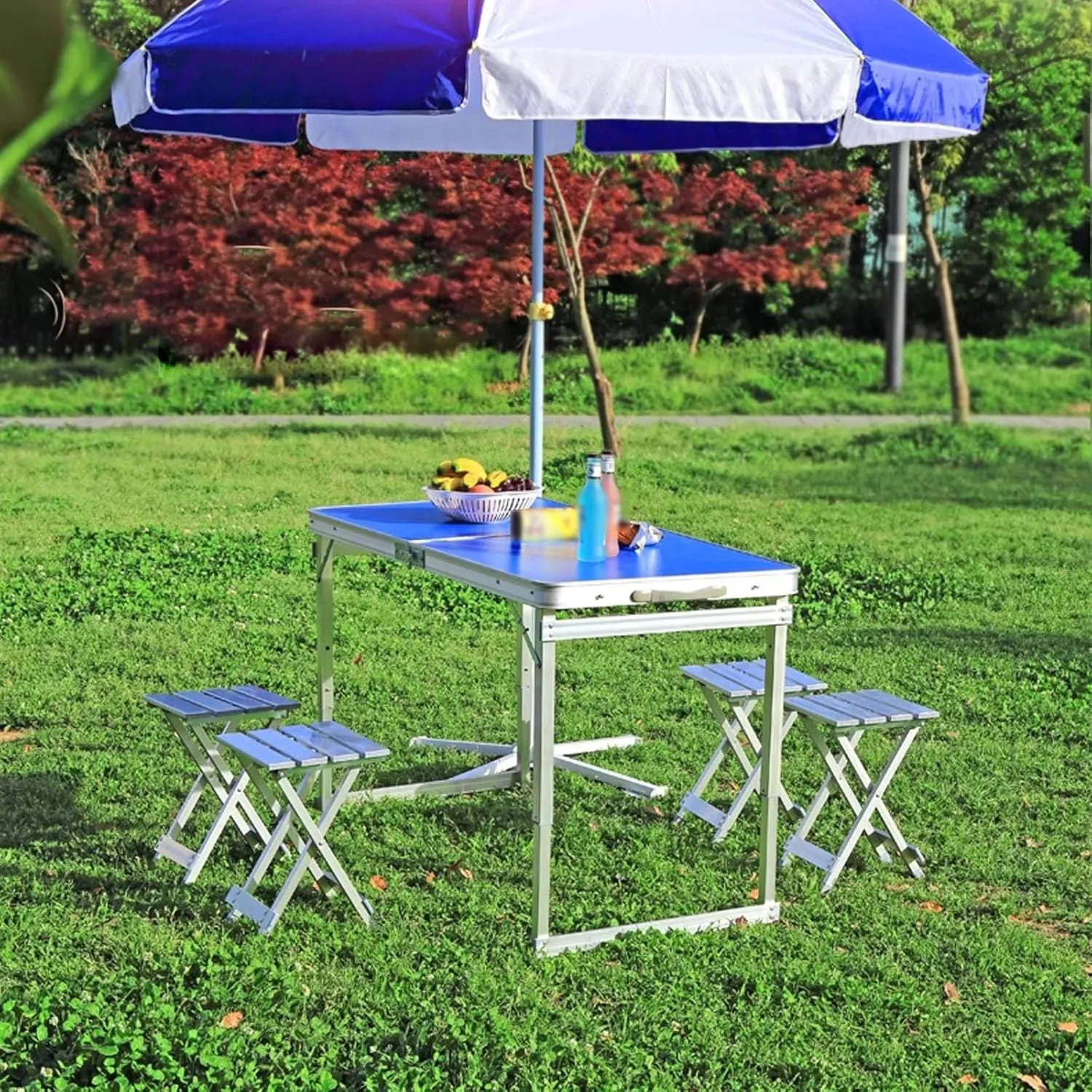 Folding Camping Table Portable Adjustable Height Ultralight Aluminum Beach Table, Small Camping Table with Carry Bag for Camping, Picnic(Green)