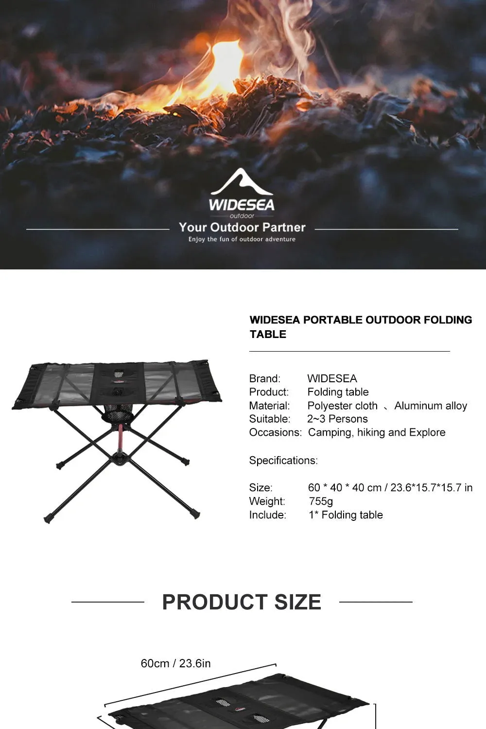 Folding Camping Table – Portable and Compact for Picnics, Travel, Fishing, and Outdoor Adventures