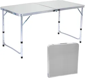 Folding Camping Table Portable Picnic Table Foldable 3 Height Adjustable Aluminum Camp Table Outdoor for Card BBQ Hiking Camping Table Wilderness Camp Table Outdoor Camping Table
