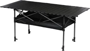 Folding Camping Table Portable Picnic Table for Outsides Adjustable Height Metal Roll-up Table with Carring Bag Collapsible Picnic Table for Camping, Beach, BBQ, Party 47 x 22 Inch