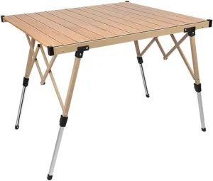 Folding Camping Table Roll-Up Aluminum Portable Beach Table Adjustable Height Picnic Table