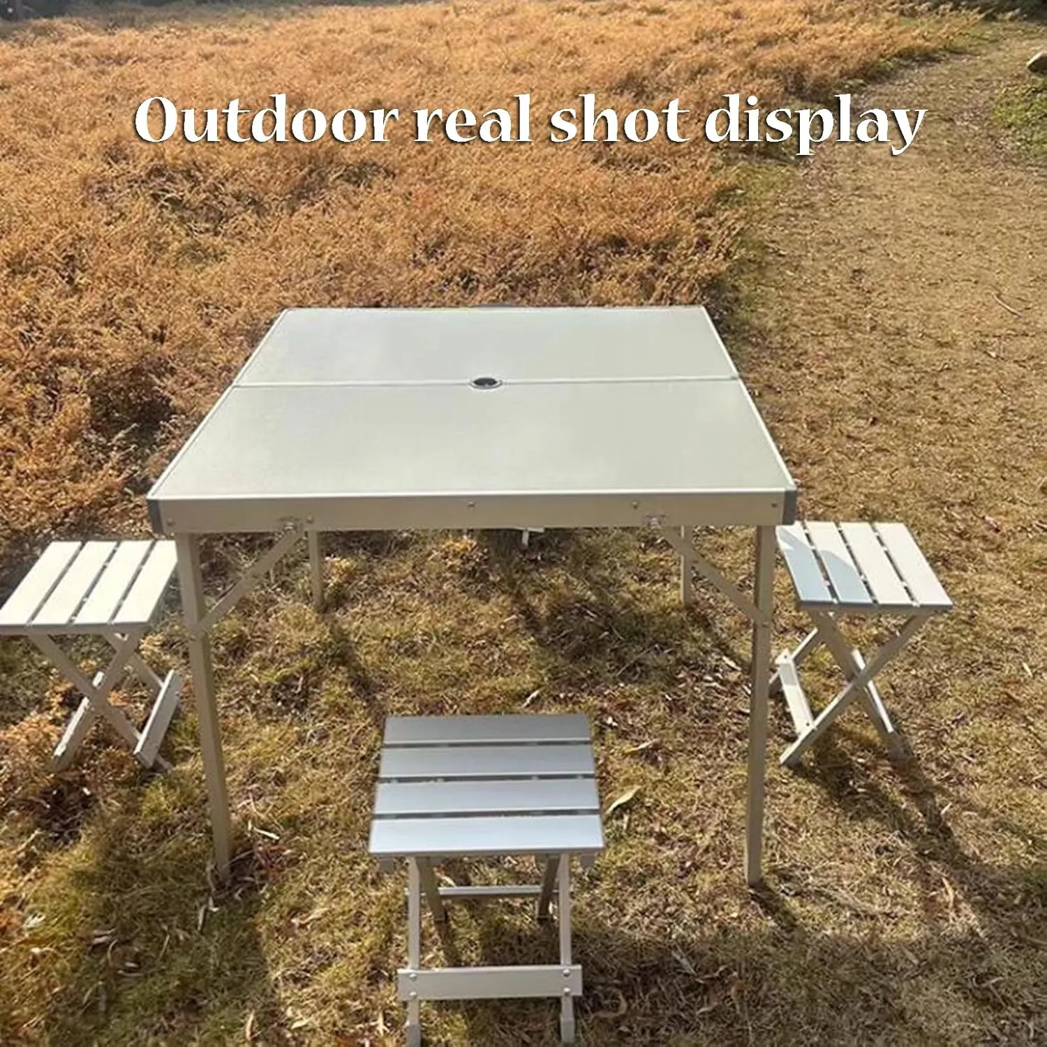 Folding Camping Table Square-shaped Picnic Table Aluminum Alloy Camping Table Roll Up Desktop with Storage Bag for Outdoor