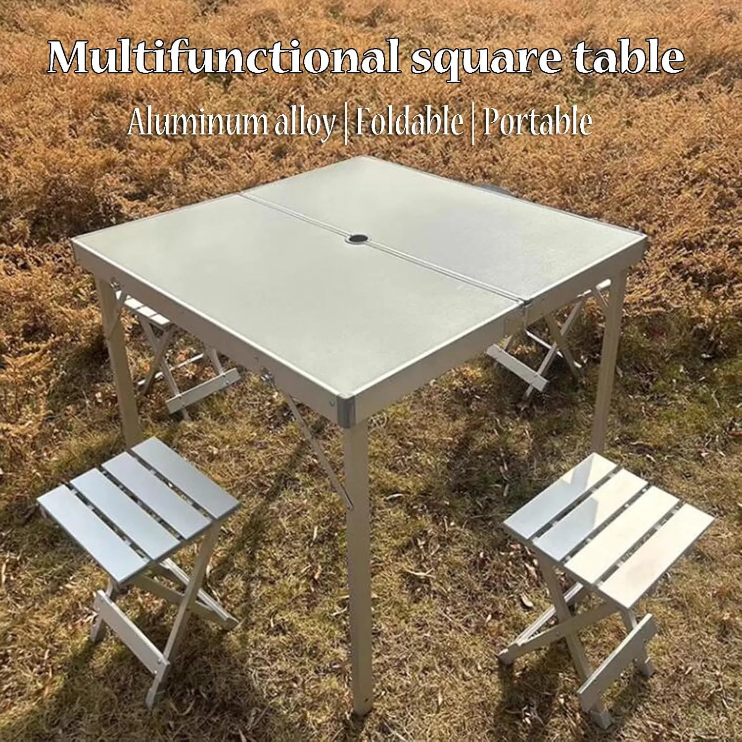 Folding Camping Table Square-shaped Picnic Table Aluminum Alloy Camping Table Roll Up Desktop with Storage Bag for Outdoor