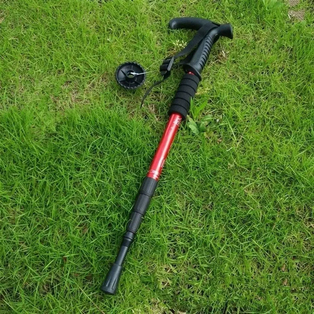 Folding Cane Walking Stick Trekking Poles Walking Stick, Aluminum Alloy Metal Folding Cane Walking Stick Trekking Poles Hiking Trekking Poles Elderly People Crutches Pole Safety Cane Extendable Walkin