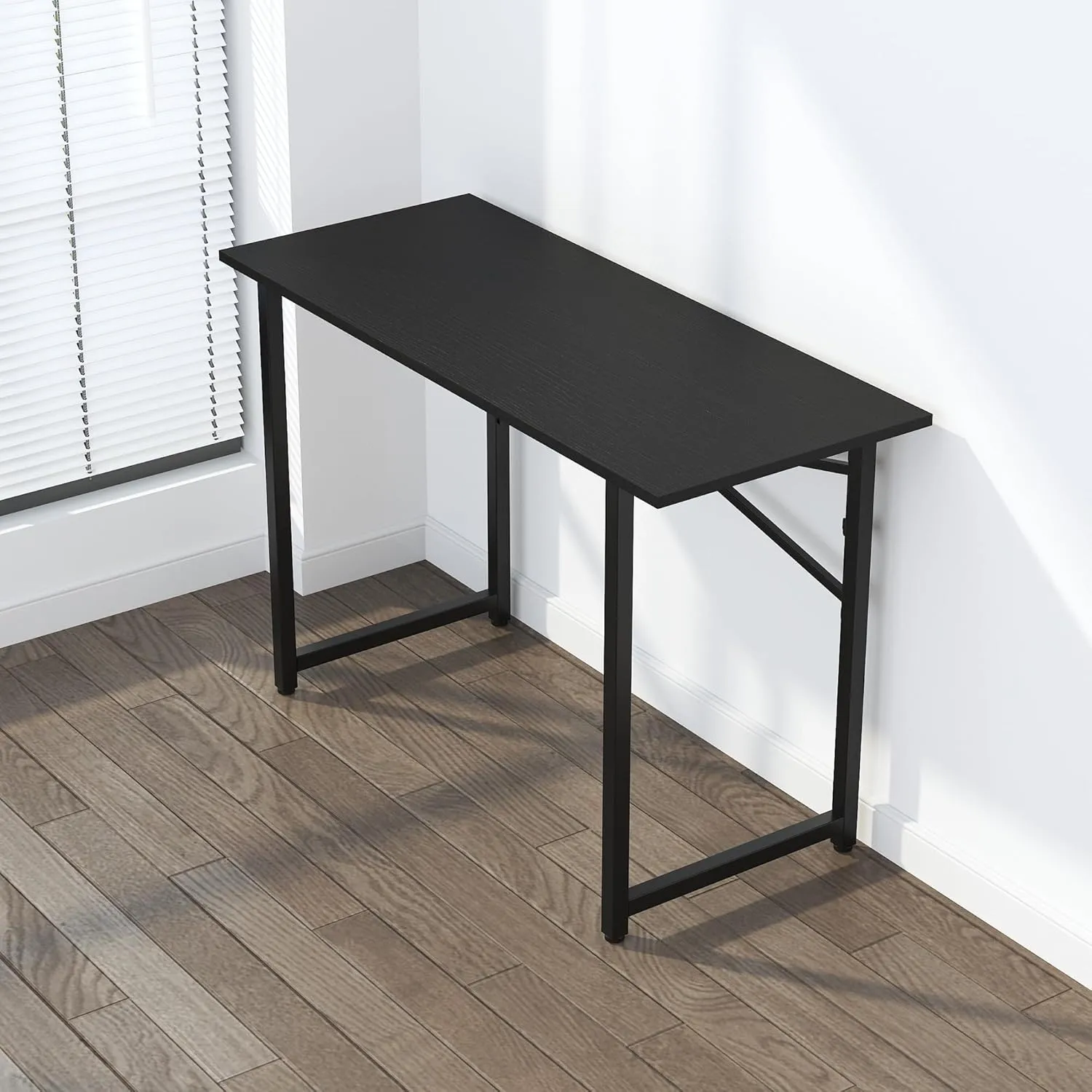 Folding Computer Desk 47 inch Writing Gaming Computer Camping Table, No Assembly Required Home Office Desk, Black