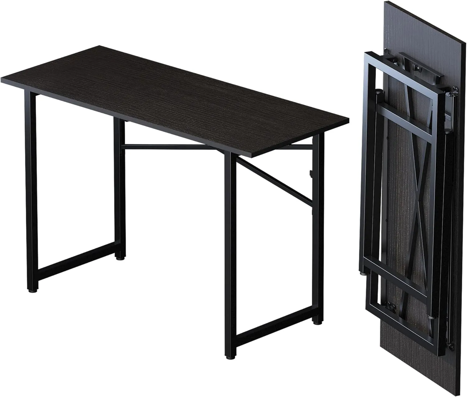 Folding Computer Desk 47 inch Writing Gaming Computer Camping Table, No Assembly Required Home Office Desk, Black