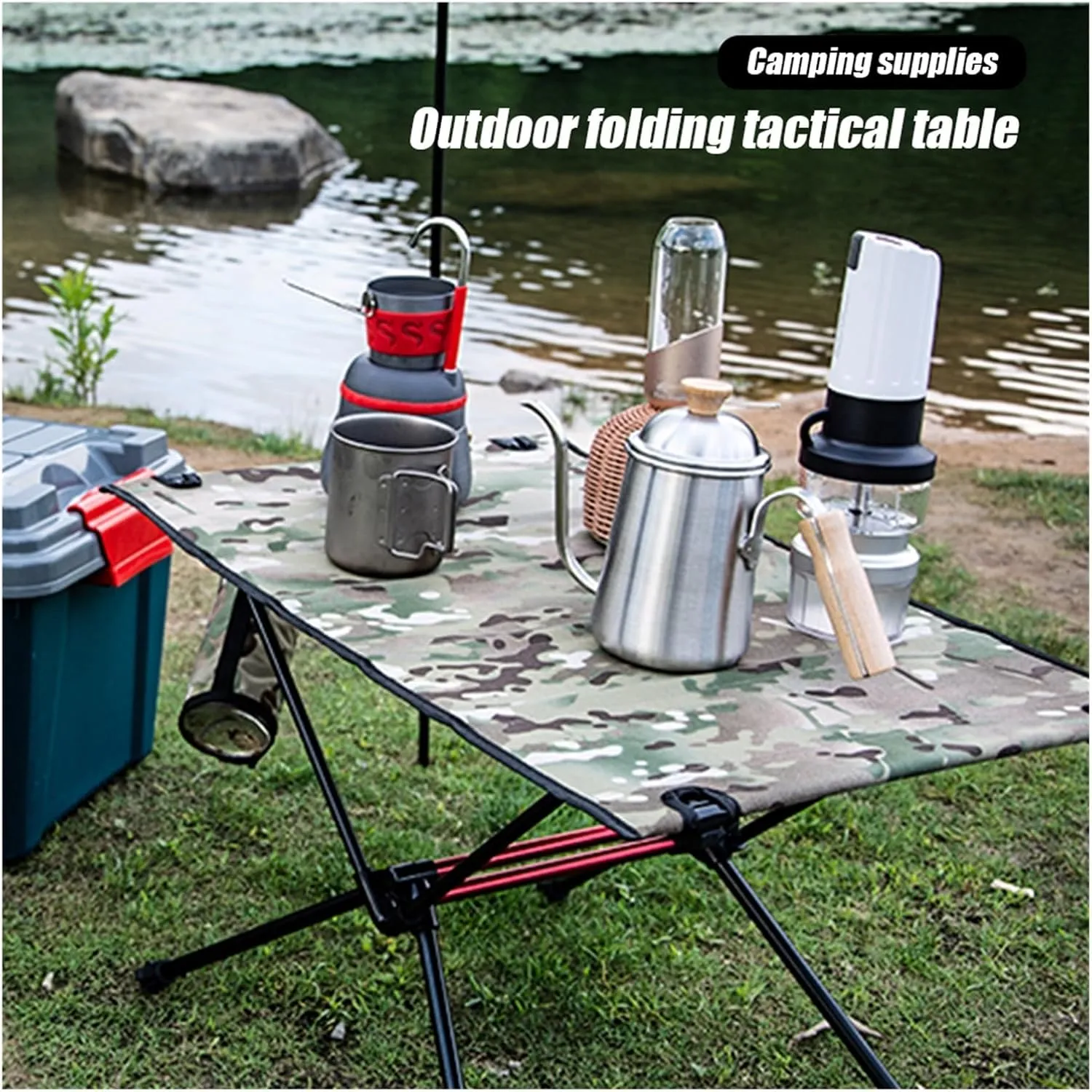Folding Dining Table Aluminum Alloy Outdoor Furniture Dinner Desk for Family Party BBQ Picnic Portable Foldable Camping Table (Color : A)