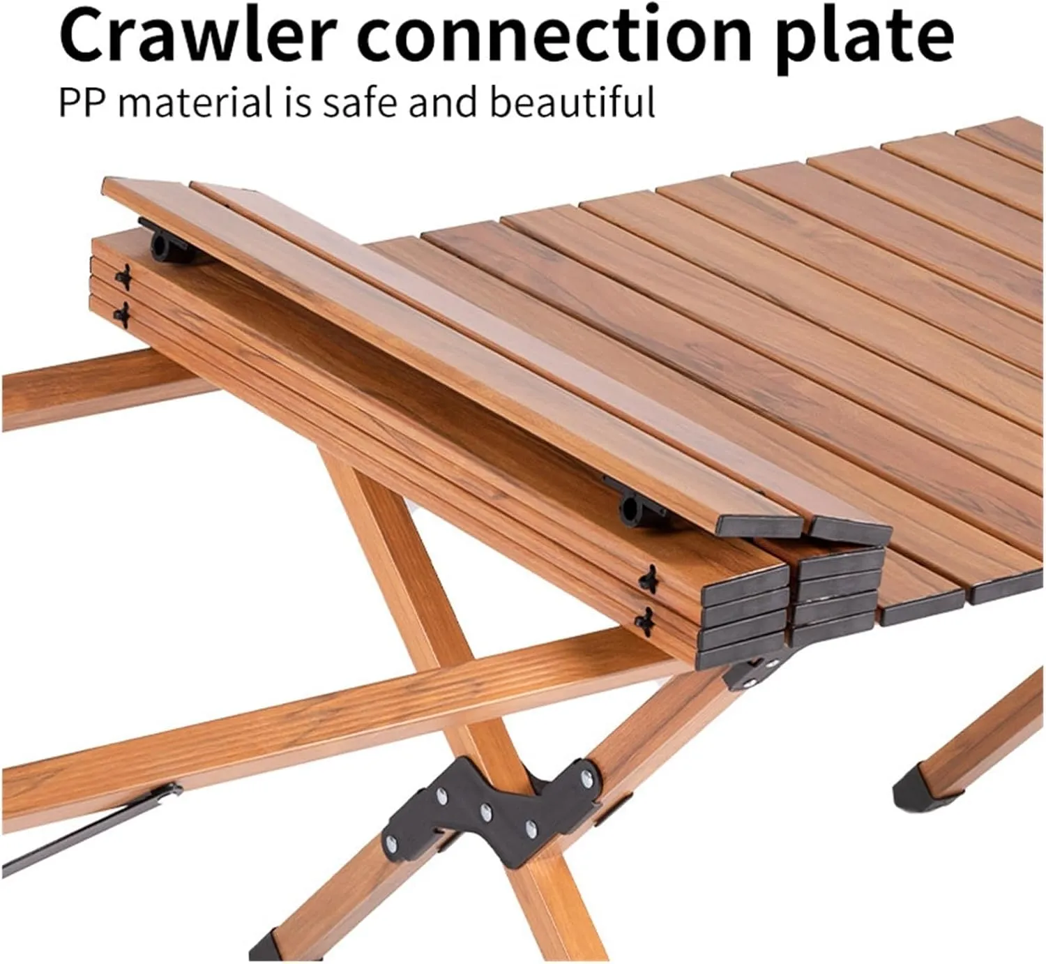 Folding Dining Table Aluminum Camping Picnic Egg Roll Camping air Outdoor Folding Table Portable (Color : Brown-L)