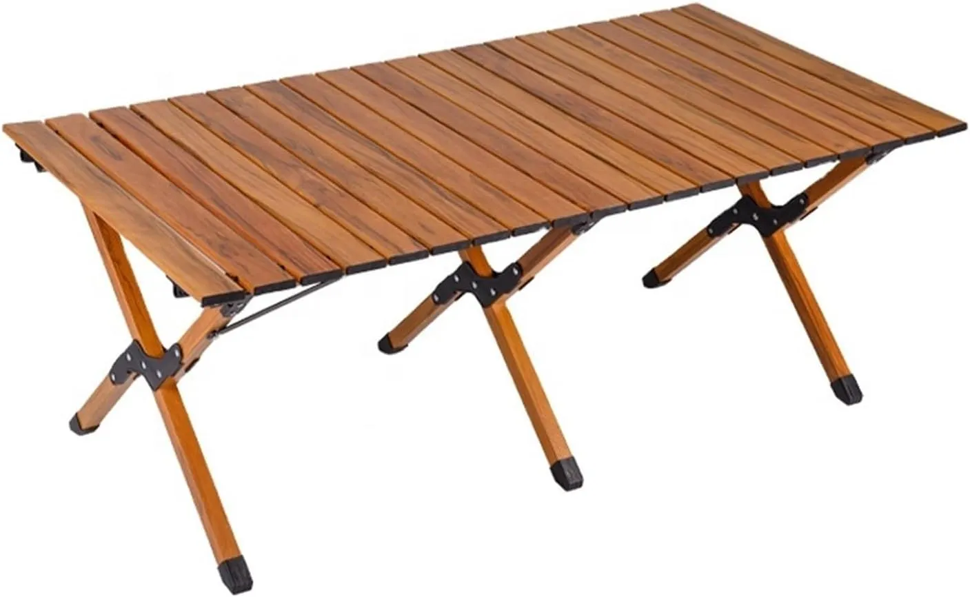 Folding Dining Table Aluminum Camping Picnic Egg Roll Camping air Outdoor Folding Table Portable (Color : Brown-L)