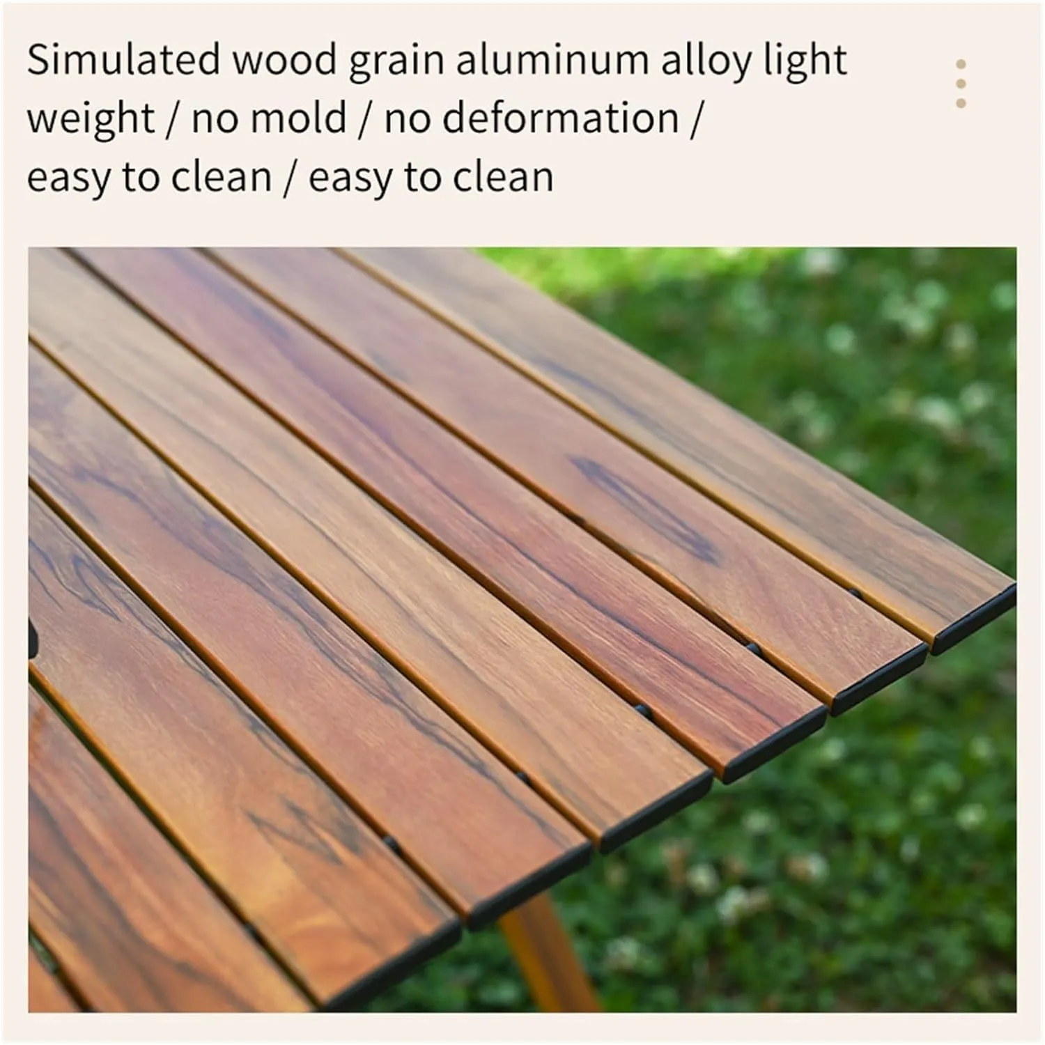 Folding Dining Table Aluminum Camping Picnic Egg Roll Camping air Outdoor Folding Table Portable (Color : Brown-L)
