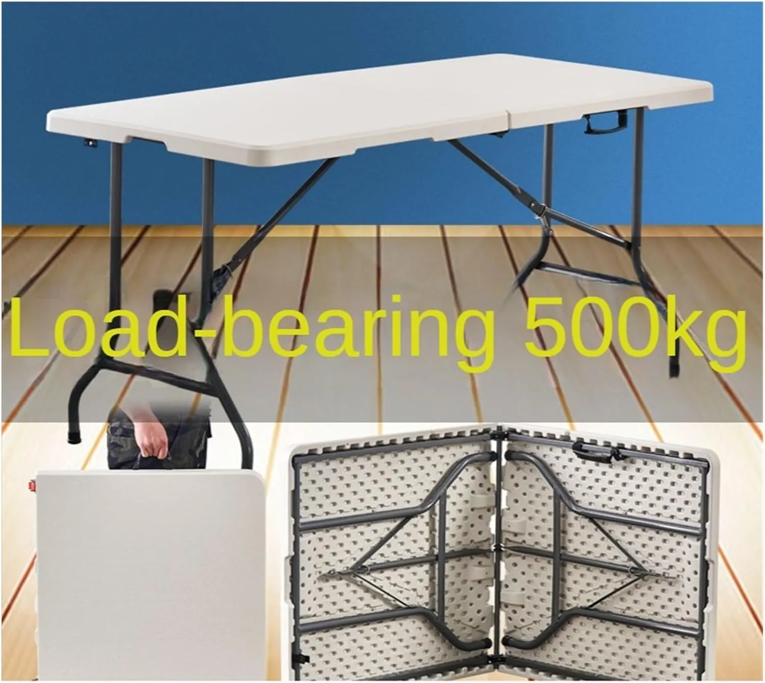 Folding Dining Table Outdoor Folding Conference Table Foldable Camping Table Outdoor Camping Folding Table Portable Office Stall Long Table (Color : 1.2m Yellow)