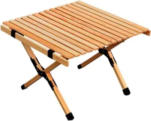 Folding Dining Table Outdoor Picnic Barbecue Tours Tableware Table for Camping Folding Egg Roll Table Portable Foldable Wood Table (Color : 60x60x43CM)
