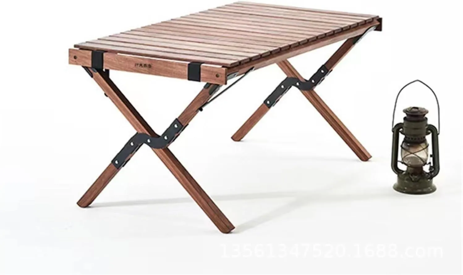 Folding Dining Table Outdoor Picnic Barbecue Tours Tableware Table for Camping Folding Egg Roll Table Portable Foldable Wood Table (Color : 60x60x43CM)