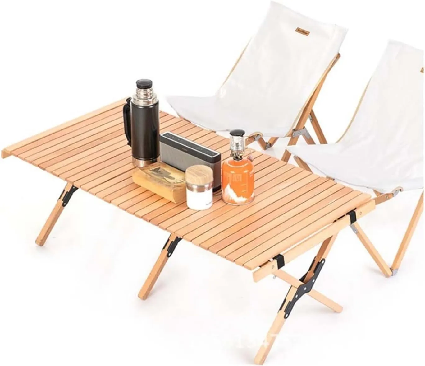 Folding Dining Table Outdoor Picnic Barbecue Tours Tableware Table for Camping Folding Egg Roll Table Portable Foldable Wood Table (Color : 60x60x43CM)