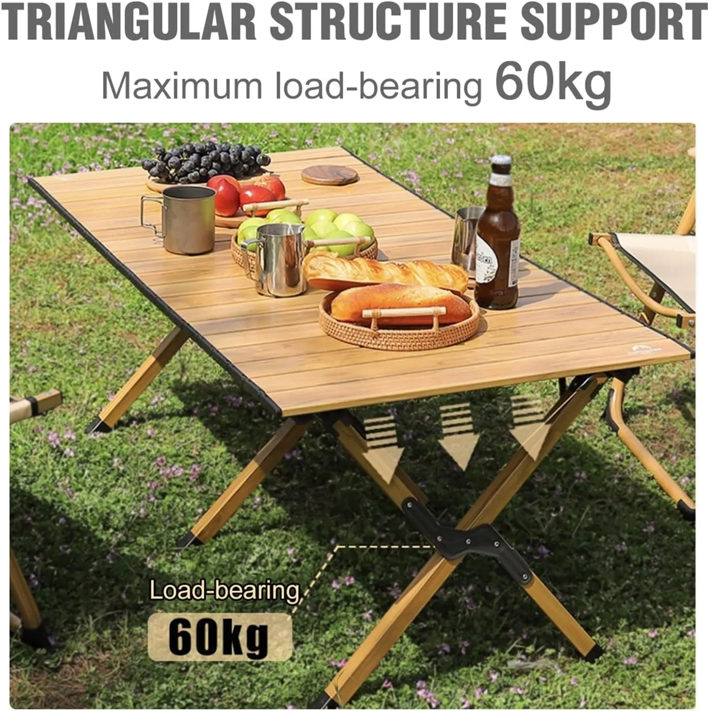 Folding Dining Table Outdoor Roll-Up Table with Storage Bag Tourist Folding Table for Picnic BBQ Foldable Camping Table Aluminum Alloy (Color : 117x60cm)