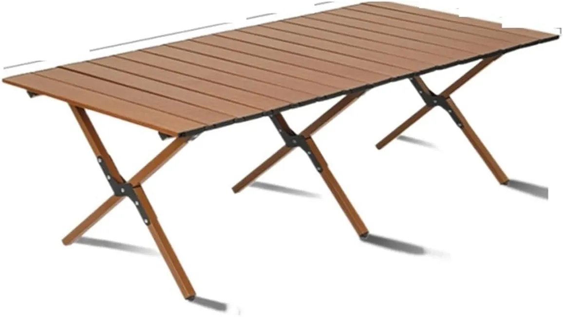 Folding Dining Table Portable Aluminum Alloy Egg Roll Table Camping Folding Table Picnic Table Camping Outdoor Camping Tables and airs Folding (Color : Walnut 90CM)